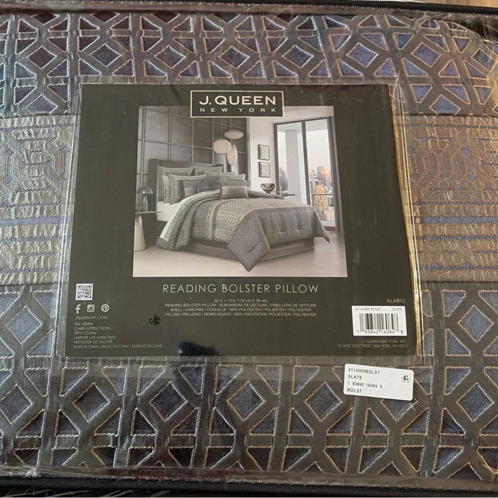 J Queen New York Alaro Geometric Bolster Decorative Pillow, 15